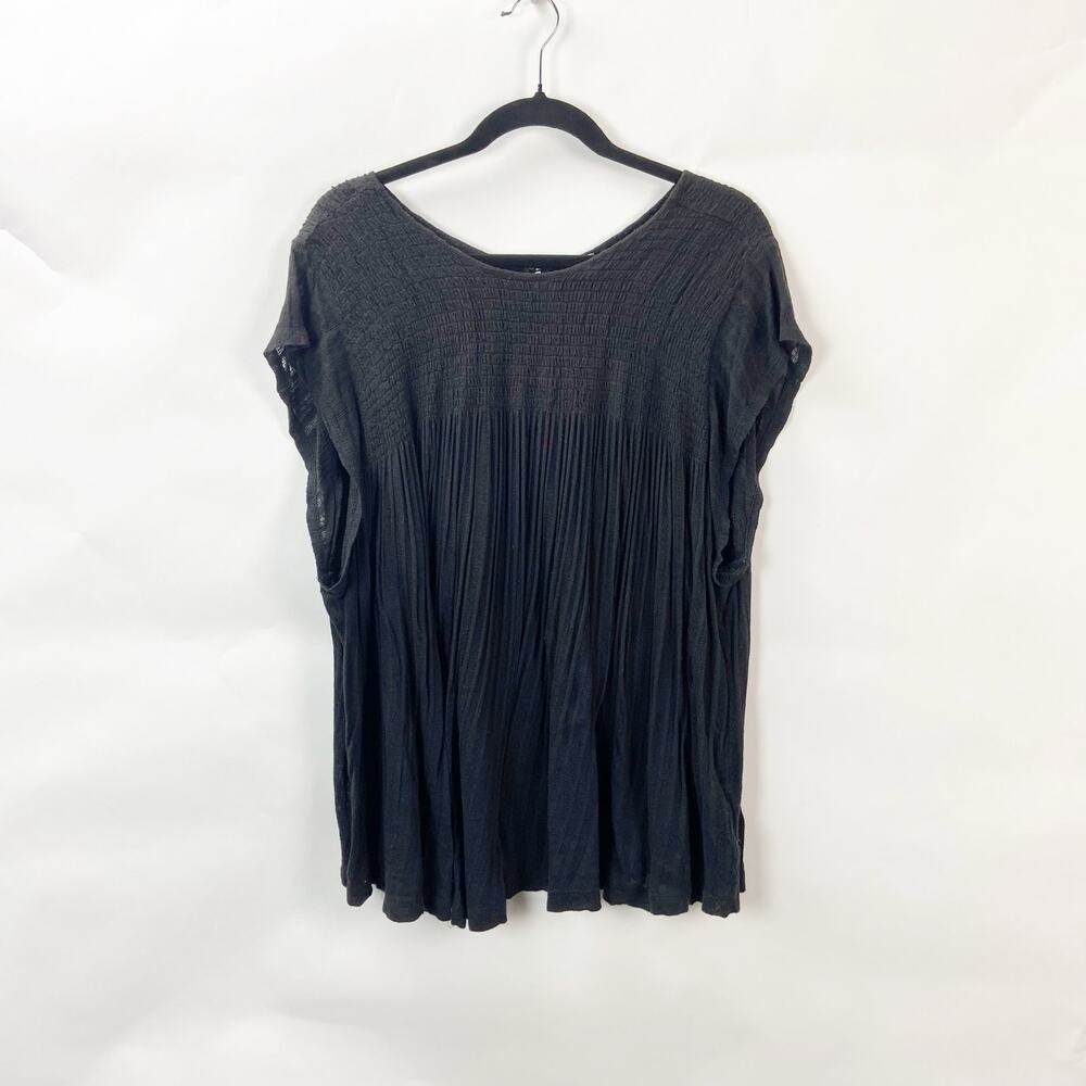 Anthropologie Charcoal Pleated Blouse